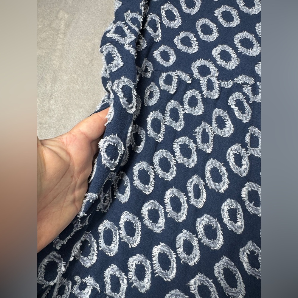 Anthropologie Maeve Lisanne Textured Polka Dot Navy Blue White Tunic Dress XL - Picture 8 of 16